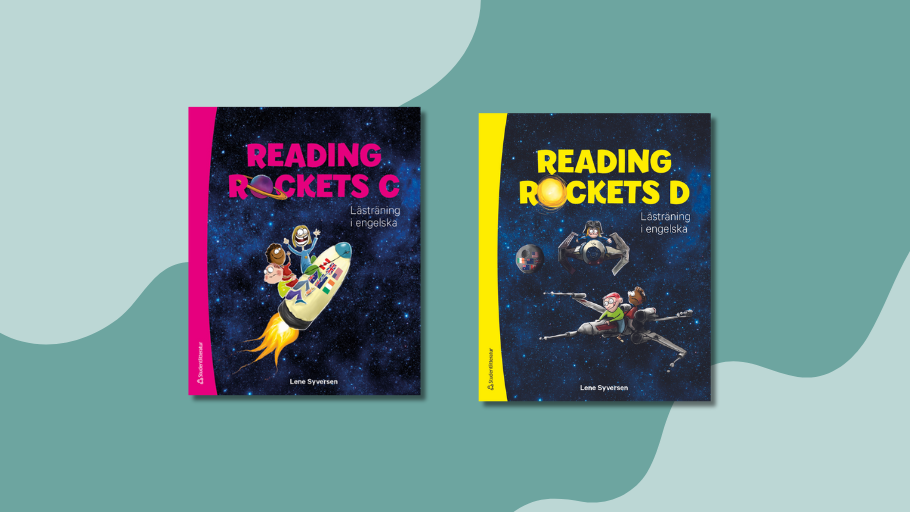 Omslagsbilde på Reading Rocket C-D. Lästräning i engelska för åk 5–7. Boken innehåller varierade texter och övningar i läsförståelse.