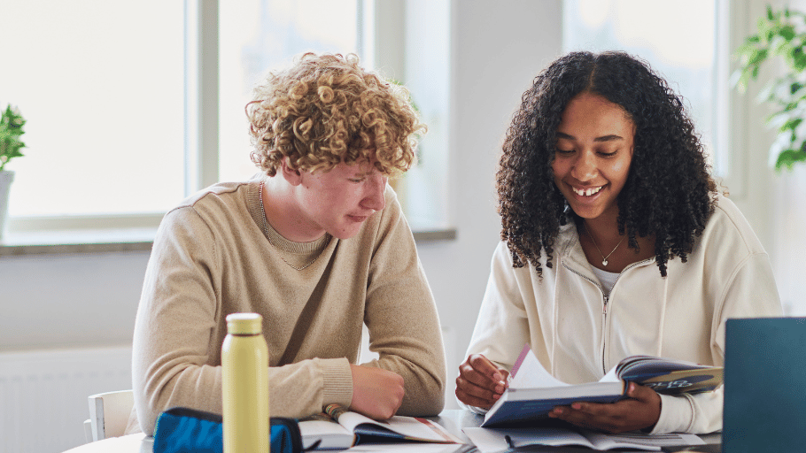Ungdomar läser i läromedel stadie gymnasium och vuxenutbildning